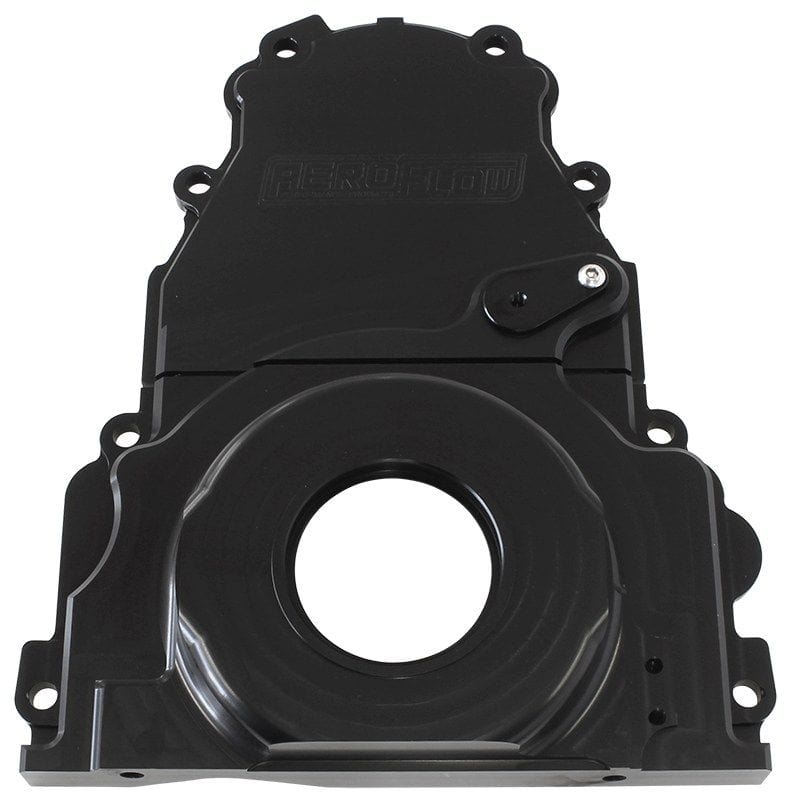 Aeroflow Performance Includes Mounting Hardware and Cam Sensor Plug Aeroflow GM LS 2-Piece Billet Timing Cover - Black Finish AF64-4361BLK SR
