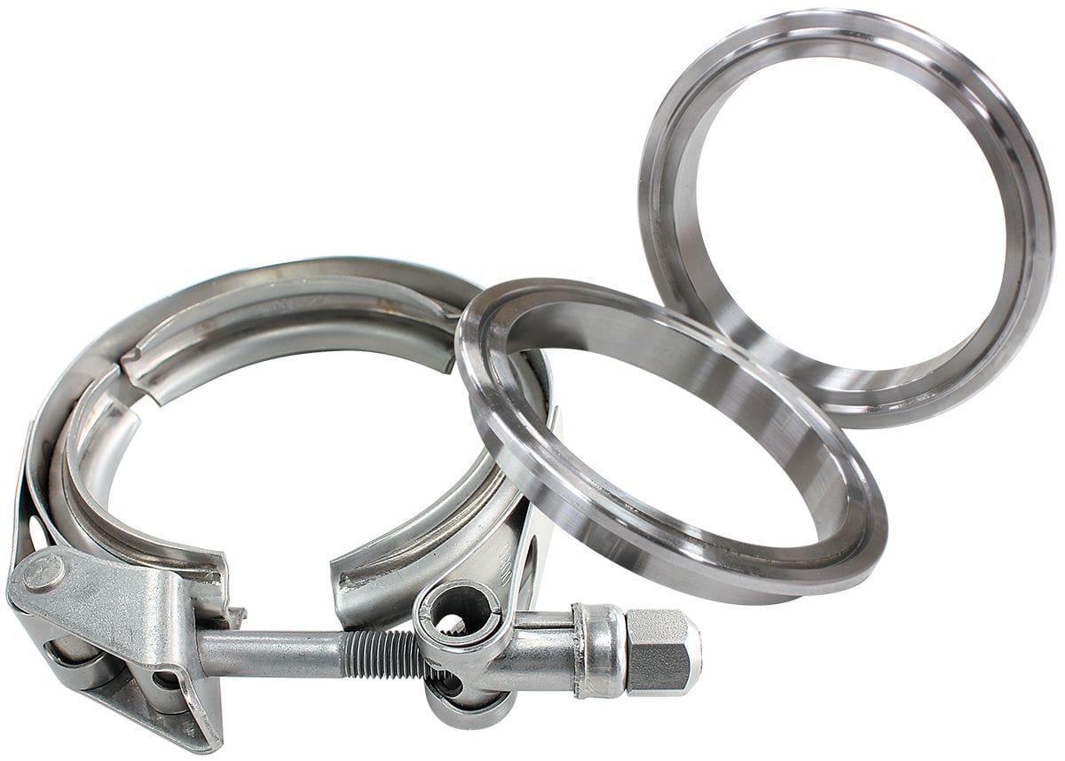 Aeroflow Performance Kit Includes 2 x Stainless Steel Weld Rings and 1 x Stainless Steel C Aeroflow 1-3/4" (44mm) V-Band Clamp Kit with Stainless Steel Weld Flanges AF92-1750SS SR