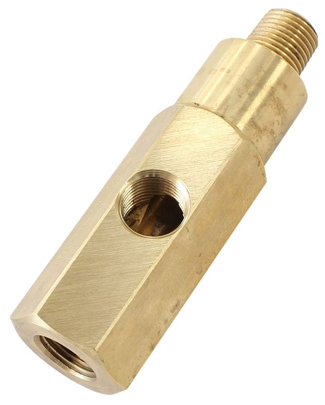 Aeroflow Performance M10 x 1.0 Male/Female Thread with 1/8" NPT Female Thread on Aeroflow Oil Pressure Gauge Adapter AFGA-34 SR