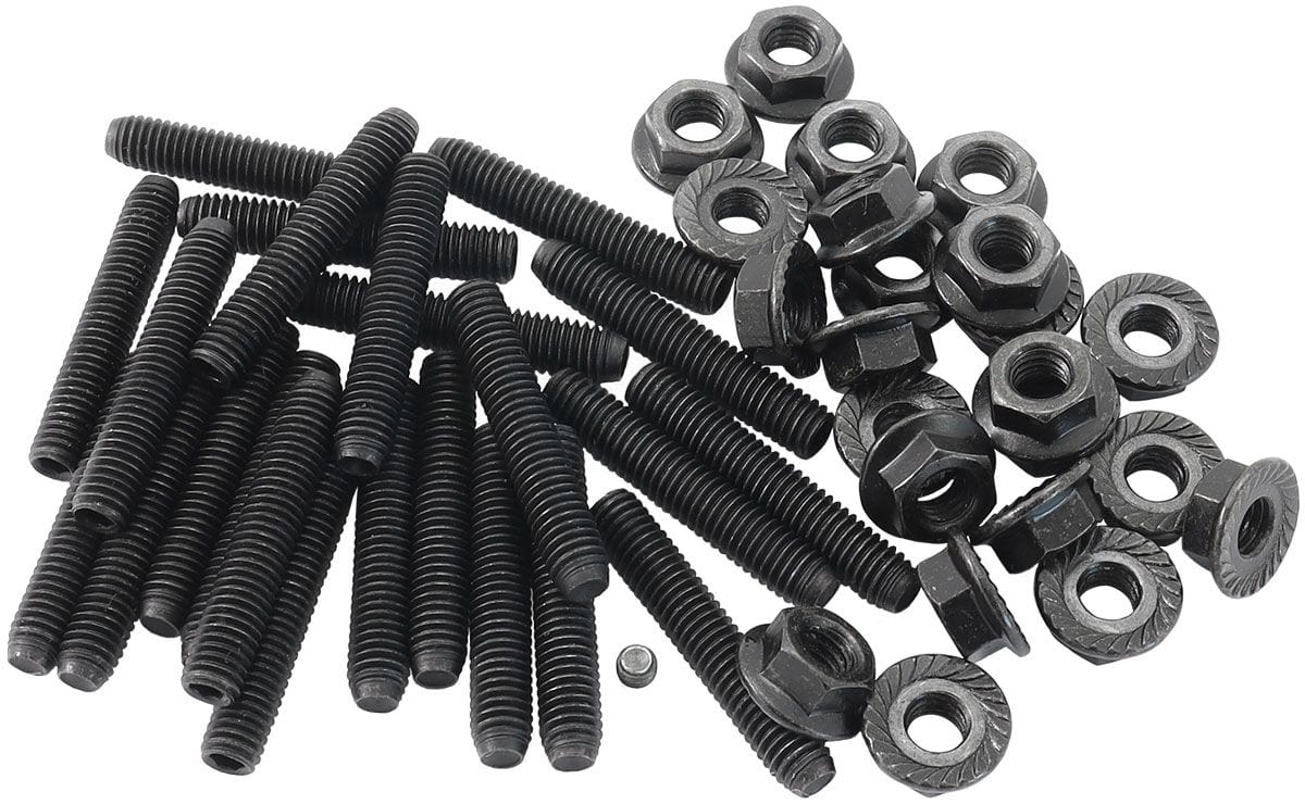 Aeroflow Performance M6 Steel Studs and Nuts, Pack of 23. Aeroflow Mitsubishi Evo & Mazda 13B Oil Pan Stud Kit AF82-2051 SR