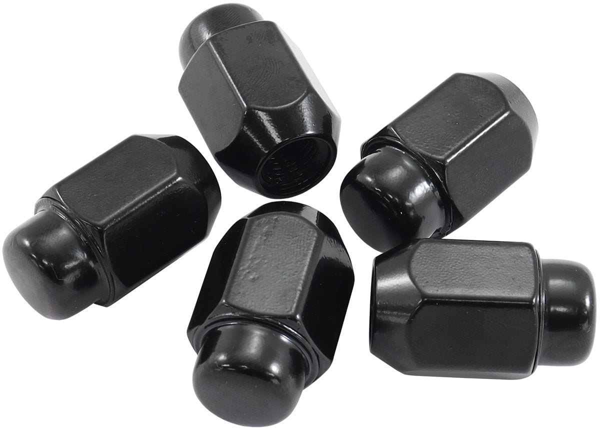 Aeroflow Performance Pack of 5, 60 Degree Taper Aeroflow Acorn Medium Closed Black Wheel Nuts - 1/2-20" AF3022-2000 SR