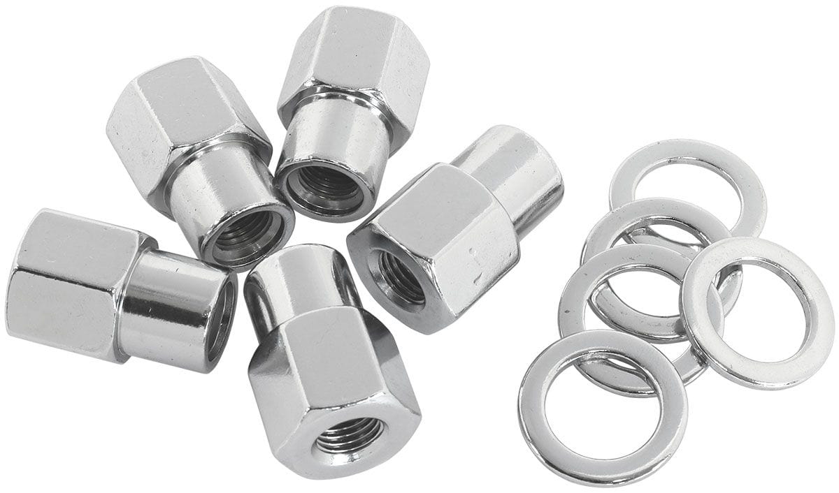 Aeroflow Performance Pack of 5, Washer Seat with Shank Aeroflow 0.550" Shank Open Chrome Wheel Nuts - M12 x 1.25mm AF3035-6000 SR