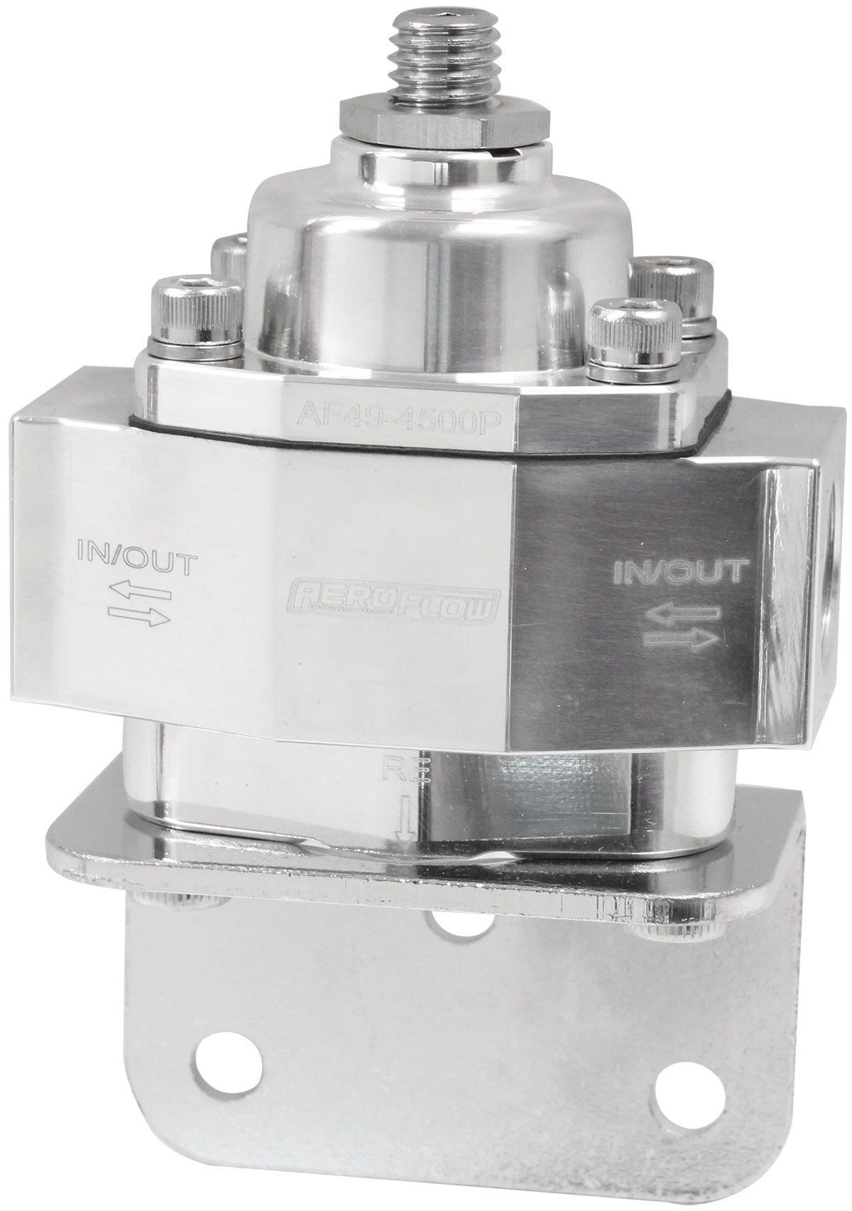 Aeroflow Performance Polished Finish. 3/8" NPT Ports with Bottom Return Aeroflow Billet Bypass Fuel Pressure Regulator 4.5-9psi Adjustable AF49-4500P SR