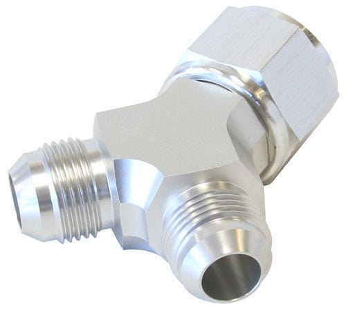 Aeroflow Performance Silver Finish. 1 x -8AN Female, 2 x -6AN Male Aeroflow Billet Y-Block with Female Flare AF931-08-06S SR