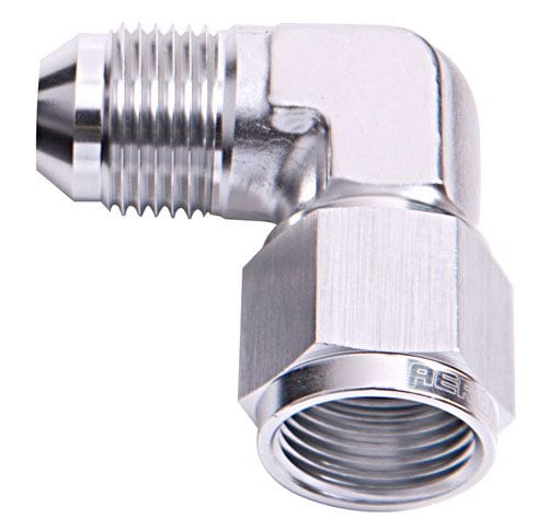 Aeroflow Performance Silver Finish Aeroflow 90° Female/Male Flare Swivel -4AN AF143-04S SR