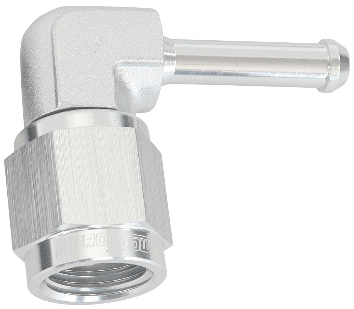 Aeroflow Performance Silver Finish Aeroflow 90° Hose Barb 3/16" to -4AN AF413-04S SR