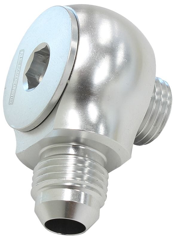 Aeroflow Performance Silver Finish Aeroflow 90° Low Profile -10ORB to -8AN Male Adapter AF909-08-10S SR