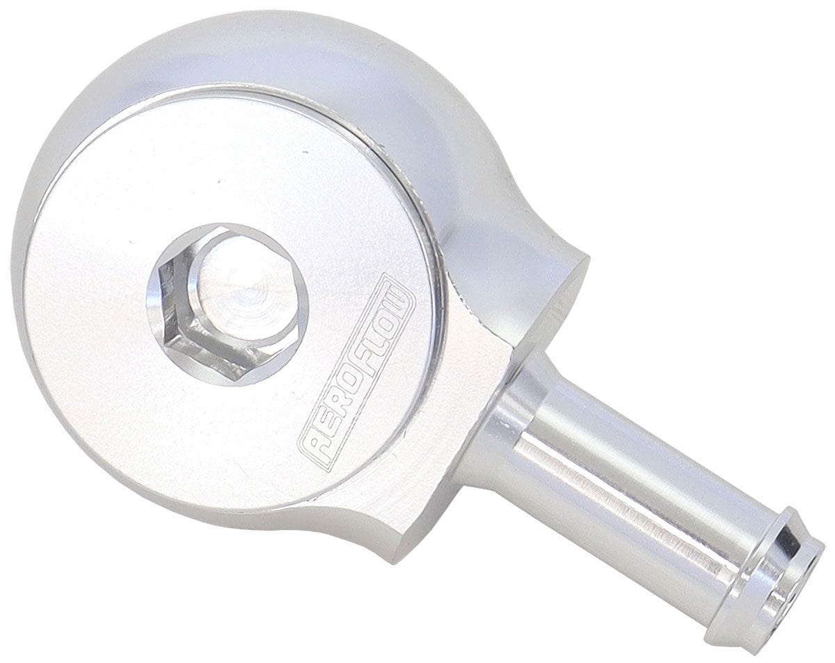 Aeroflow Performance Silver Finish Aeroflow 90° Low Profile -8ORB to 3/8" Barb AF959-06-08S SR