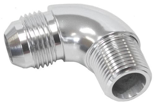 Aeroflow Performance Silver Finish Aeroflow 90° NPT to AN Full Flow Adapter 1/2" to -12AN AF522-12-08S SR