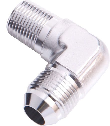Aeroflow Performance Silver Finish Aeroflow 90° NPT to Male Flare Adapter 3/4" to -12AN AF822-12S SR