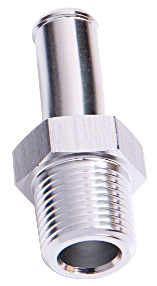 Aeroflow Performance Silver Finish Aeroflow Male NPT to Barb Straight Adapter 1/2" to 5/8" AF841-10S SR
