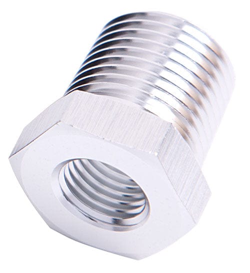 Aeroflow Performance Silver Finish Aeroflow NPT Pipe Reducer 1/4" to 1/8" AF912-04-02S SR