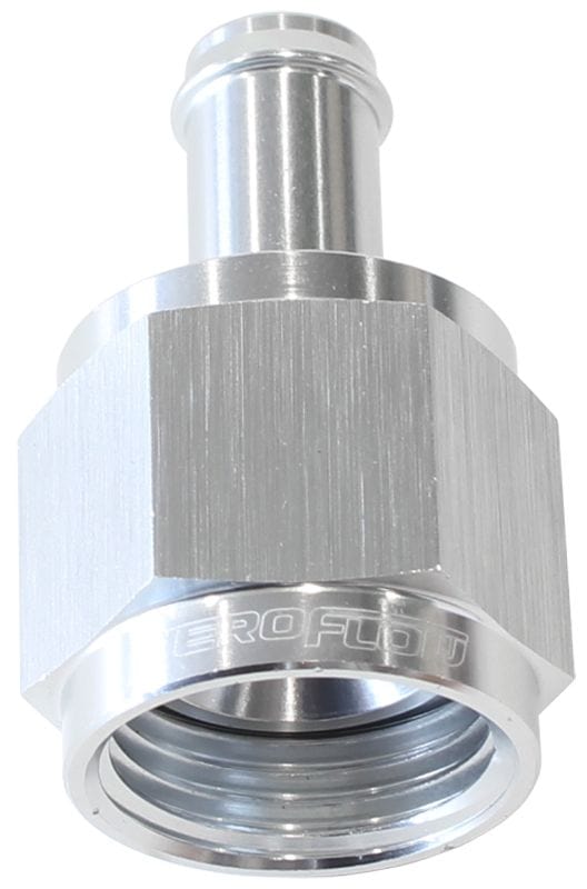 Aeroflow Performance Silver Finish Aeroflow Straight Hose Barb 3/8" to -8AN Female AF411-08-06S SR