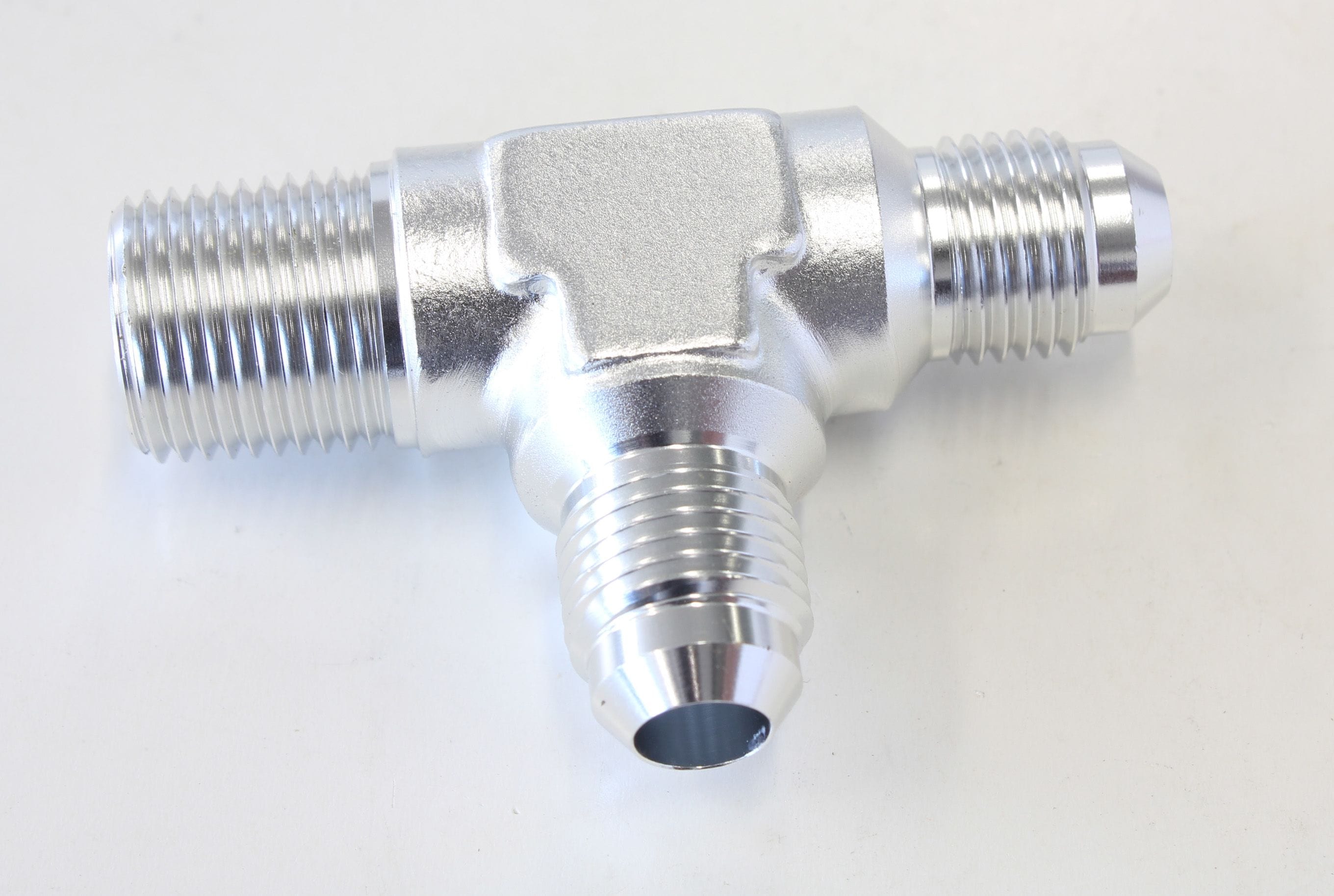 Aeroflow Performance Silver Finish Aeroflow Tee with NPT On Run 3/8" to -6AN AF826-06-06S SR