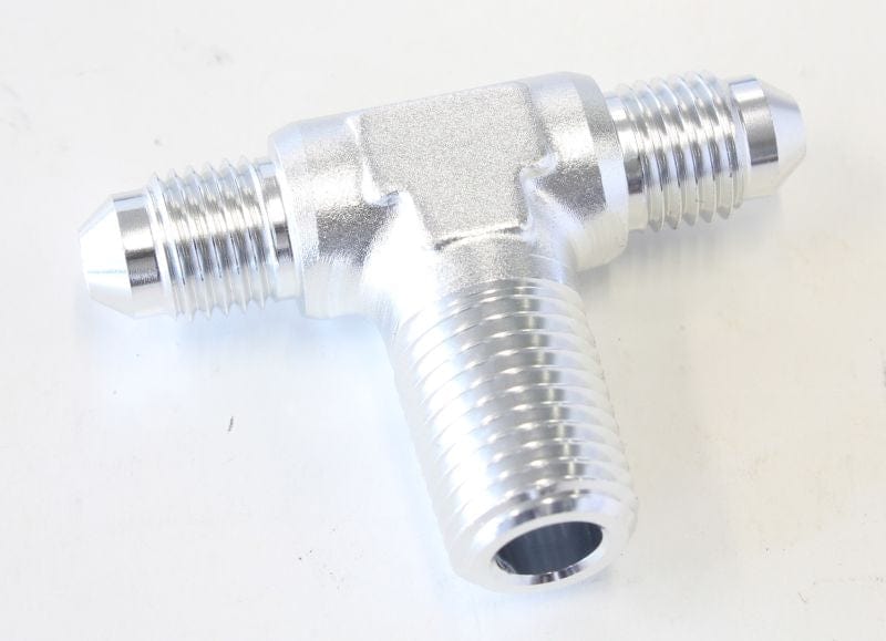 Aeroflow Performance Silver Finish Aeroflow Tee with NPT On Side 1/4" to -4AN AF825-04-04S SR