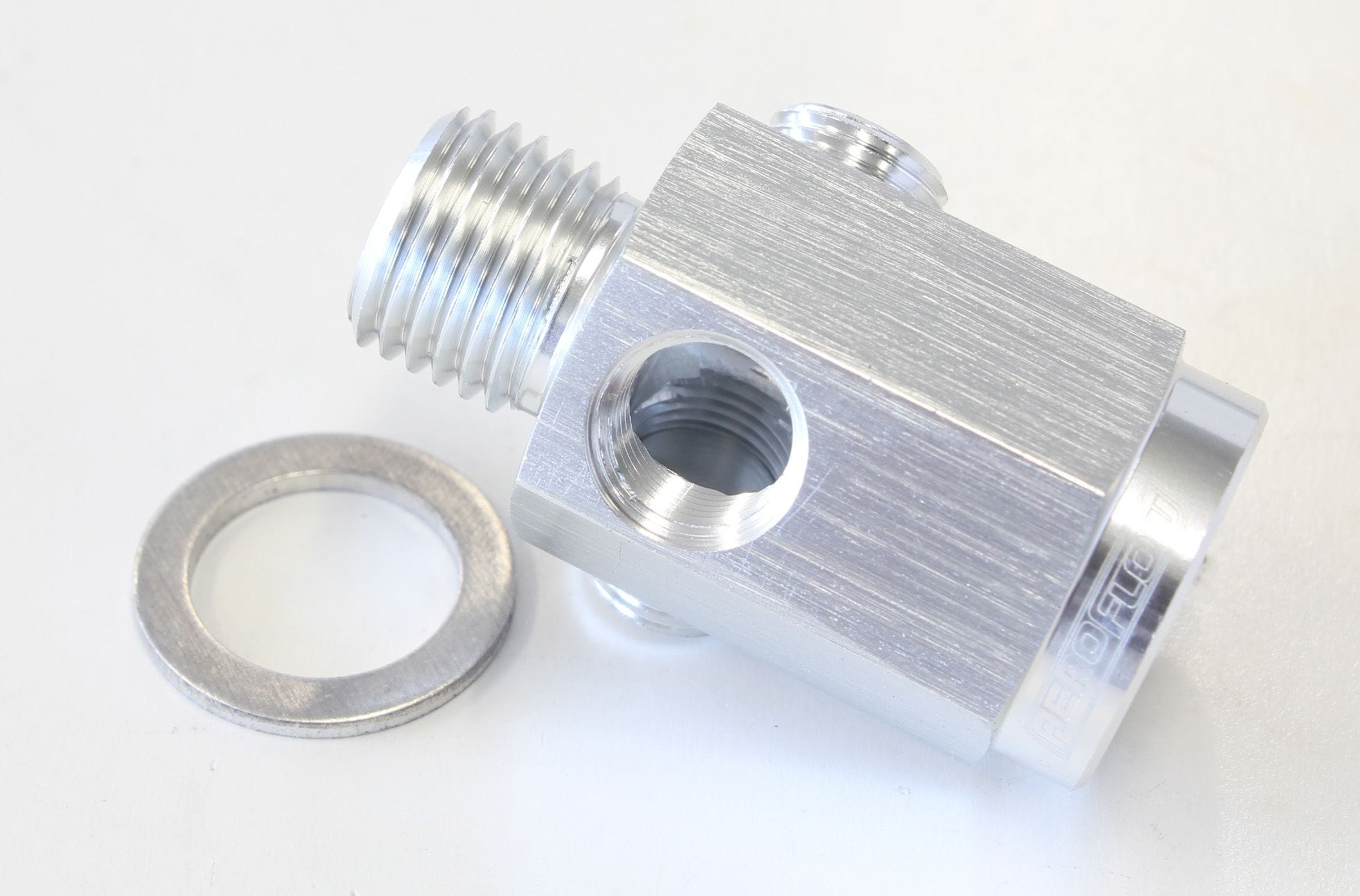 Aeroflow Performance Silver Finish. M14 x 1.5 Thread Aeroflow Metric Extension with 1/8" Port AF810-M14-02S SR