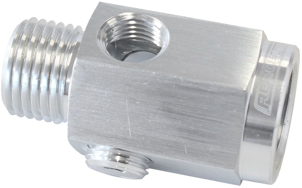 Aeroflow Performance Silver Finish. M16 x 1.5 Thread Aeroflow Metric Extension with 1/8" Port AF810-M16-02S SR
