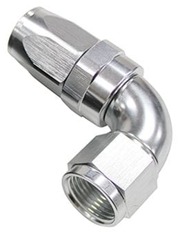 Aeroflow Performance Silver Finish. Suit 100 & 450 Series Hose Aeroflow 150 Series Taper One-Piece Full Flow Swivel 90° Hose End -8AN AF153-08S SR