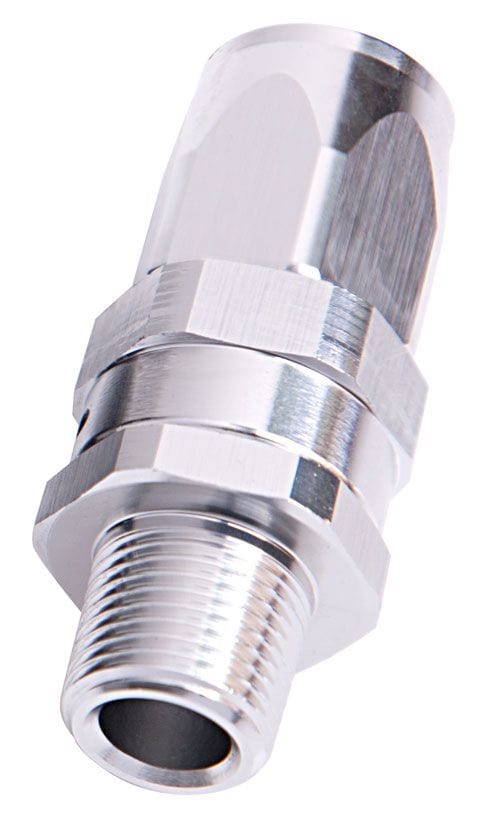 Aeroflow Performance Silver Finish. Suit 100 & 450 Series Hose Aeroflow Male NPT Taper Swivel Straight Hose End 1/4" to -6AN AF830-06-04S SR