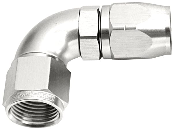 Aeroflow Performance Silver Finish. Suits 100 & 450 Series Hose Aeroflow 550 Series Cutter One-Piece Full Flow Swivel 90° Hose End -4AN AF553-04S SR