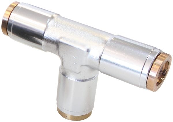 Aeroflow Performance Silver Finish. Suits 120 Series Nylon Hose Aeroflow 120 Series 3/16" Push to Connect Tee Fitting AF125-02S SR