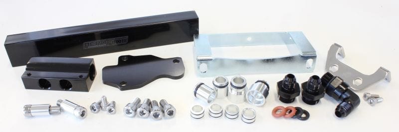 Aeroflow Performance Suit 14mm Full Length Fuel Injectors, -8ORB Ports Aeroflow Mazda Series 6,7,8 13B Billet EFI Fuel Rails - Black AF64-2104BLK SR