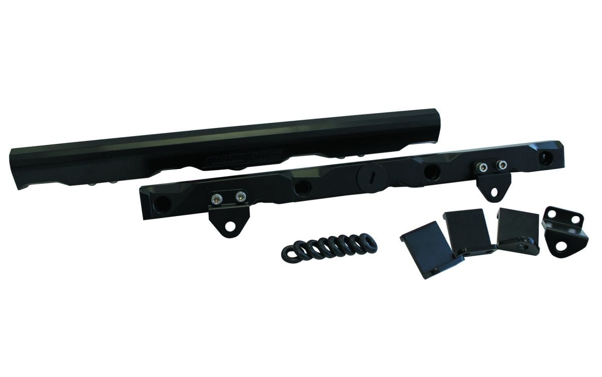 Aeroflow Performance Suit 14mm Short Length and 3/4" Length Fuel Injectors, -8ORB Ports Aeroflow GM LS7 Billet EFI Fuel Rails - Black AF64-2007BLK SR