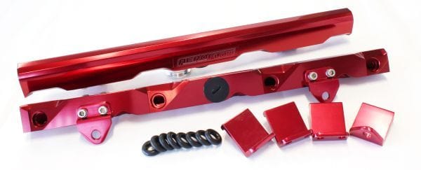 Aeroflow Performance Suit 14mm Short Length and 3/4" Length Fuel Injectors, -8ORB Ports Aeroflow GM LS7 Billet EFI Fuel Rails - Red AF64-2007R SR