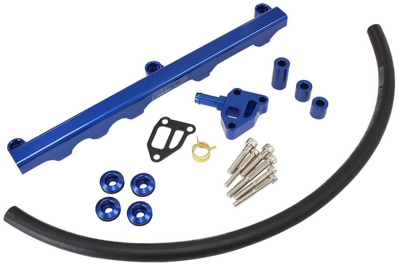 Aeroflow Performance Suit 14mm Short Length Fuel Injectors, -8ORB Ports Aeroflow Nissan S14 and S15 SR20 Billet EFI Fuel Rail - Blue AF64-2122 SR