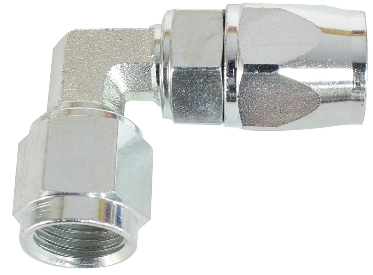 Aeroflow Performance Suit 200 Series PTFE (Teflon) Hose Aeroflow Zinc Coated Steel 90° Hose End -3AN to -3AN AF203-03S SR
