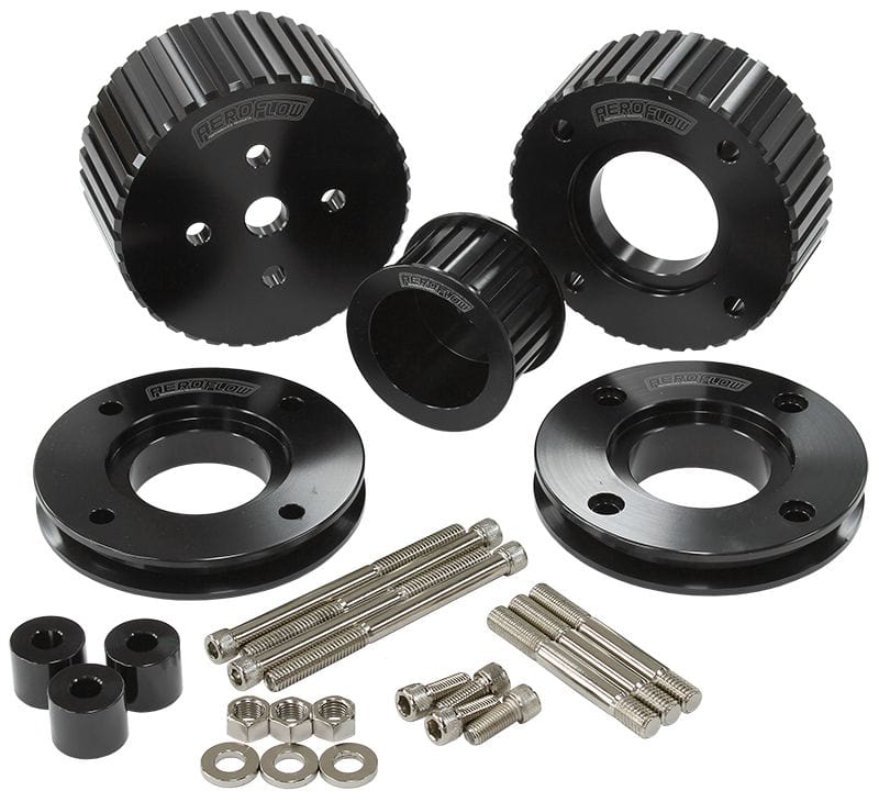 Aeroflow Performance Suit 304 EFI Holden VN to VS V8 Aeroflow Holden EFI Gilmer Drive Kit (Belt not included) - Black Finish AF64-3006BLK SR