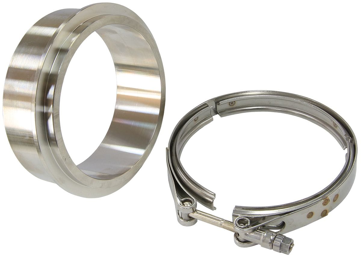 Aeroflow Performance Suit Aeroflow Turbo's With 5" I.D Flange Aeroflow Boosted Turbine Outlet 5.15" O.D Stainless Steel V-Band Kit AF8080-1008 SR