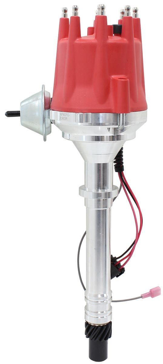 Aeroflow Performance Suit Chev Small Block and Big Block V8 Aeroflow XPRO Chevrolet Ready to Run Distributor, Machined Aluminium Body with Red Cap AF SR