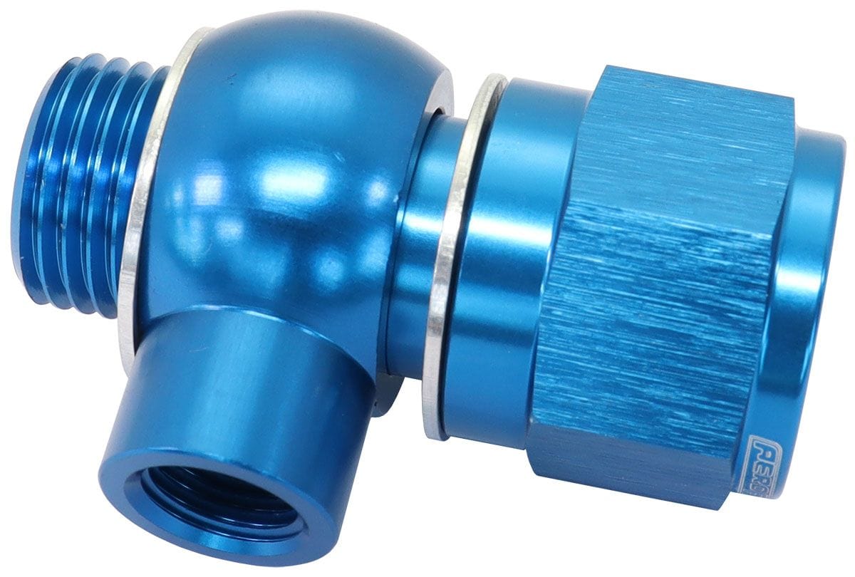 Aeroflow Performance Suit GM LS Series engine, 1/8" NPT port, Blue finish Aeroflow Oil Pressure Adapter AF166-05-02 SR