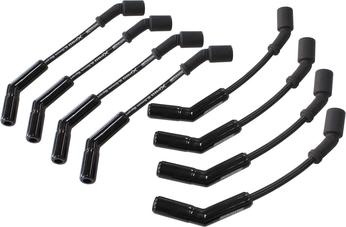 Aeroflow Performance Suit GM LS1, LS2 Aeroflow XPRO LS 8" Ignition Lead Set with Ceramic 135 Degree Boots AF4038-32813C SR