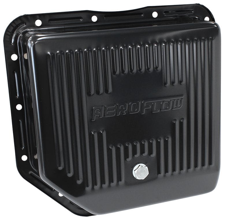 Aeroflow Performance Suit GM TH350, Deep Pan With Drain Plug Aeroflow Black Transmission Pan AF1826-3003 SR