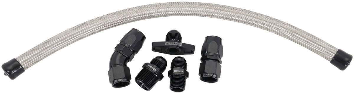 Aeroflow Performance Suit Nissan RB,SR,CA engines with Aftermaket High Mount Turbo Aeroflow Turbo Oil Drain Kit AF463-23 SR