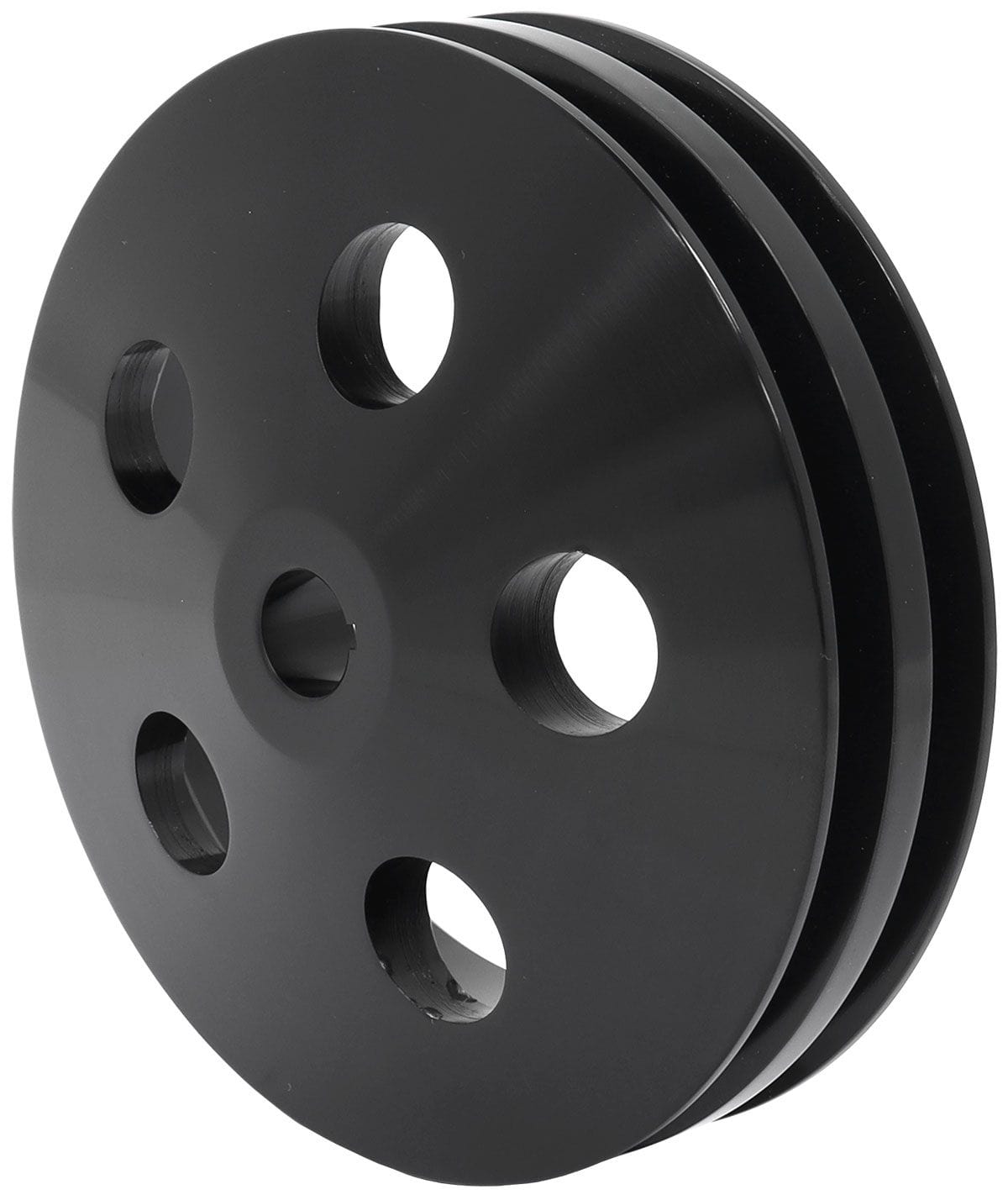 Aeroflow Performance Suits GM Saginaw Pump Aeroflow Power Steering Pump Pulley with Double Groove - Black Finish AF83-1004BLK SR
