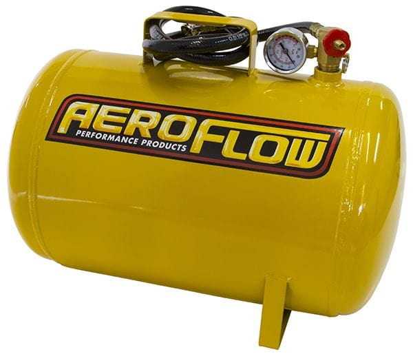 Aeroflow Performance Tank Dimensions: 15-3/4" (400mm) x 11-13/16" (300mm) Aeroflow 5 Gallon Steel Portable Air Tank - Yellow (125 PSI Max) AF77-3010 SR