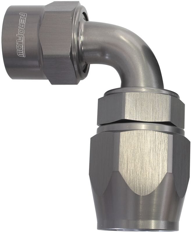 Aeroflow Performance Titanium Finish. Suits Kryptalon® Series Hose Aeroflow Kryptalon® Series Lightweight One Piece Swivel 90° Hose End -4AN AF7823-04 SR