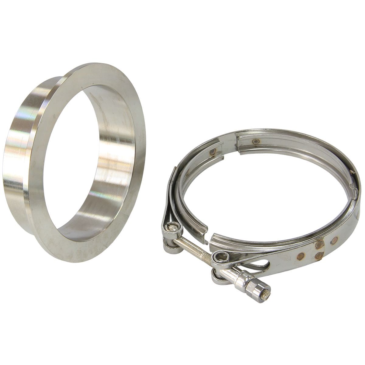 Aeroflow Performance Turbo Accessories AF8080-1001 Turbine Outlet Flange & V-Band - Stainless Steel Suit Aeroflow Turbo's With 4" SR