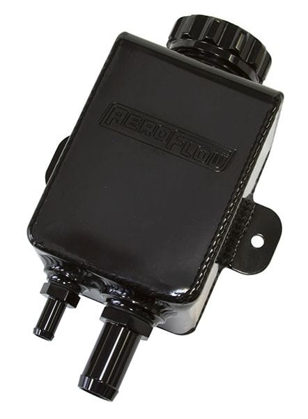 Aeroflow Performance With -10 ORB and -6 ORB Ports Aeroflow Fabricated Square Power Steering Reservoir - Black AF77-1025BLK SR