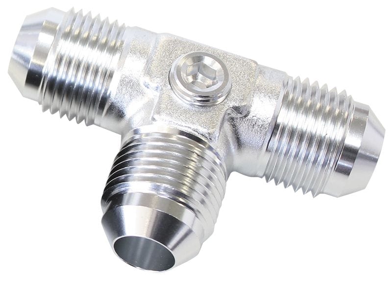 Aeroflow Performance With 2 x 1/8" NPT Ports, Silver Finish Aeroflow Flare AN Tee -6AN AF824-06PS SR