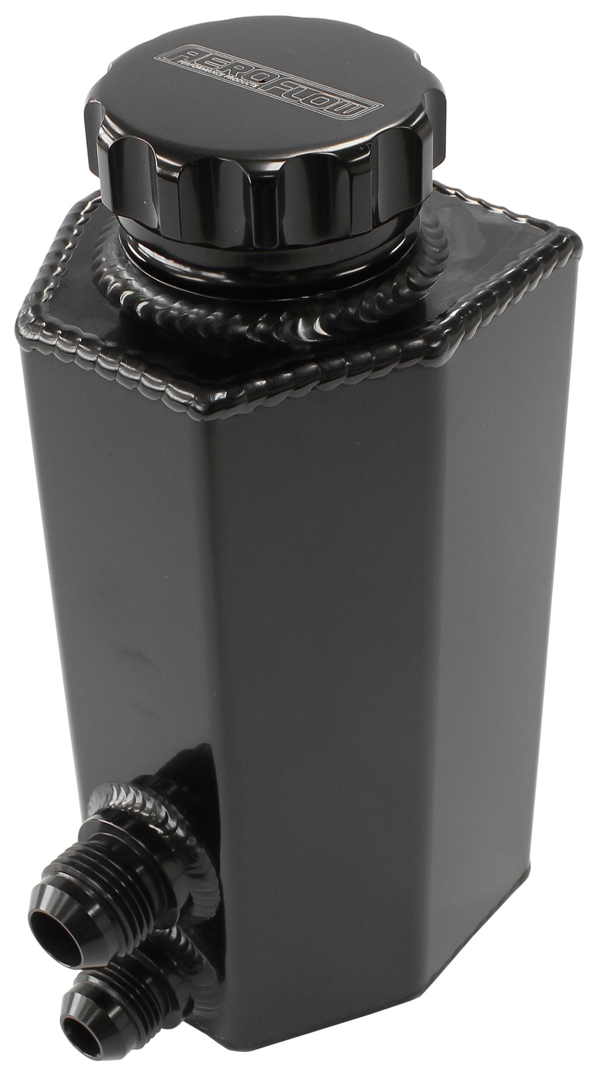 Aeroflow Performance With -8AN & -10AN Ports, 660ml (22.5oz) Aeroflow Universal Fabricated Power Steering Tank - Black AF77-1032BLK SR