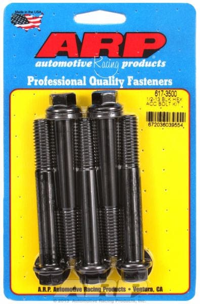 ARP 1/2" UNC x 3.500" UHL With 9/16" Socket Head ARP fasteners 5-Pack Bolt Kit, Hex Head Black Oxide AR617-3500 SR