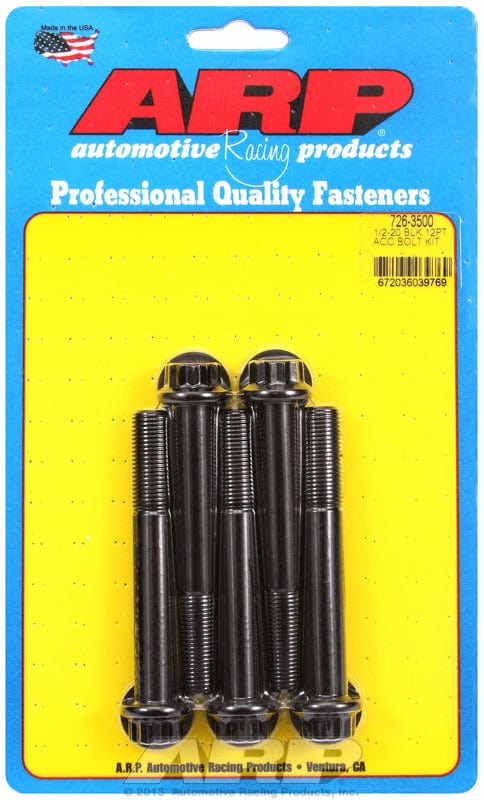 ARP 1/2" UNF x 3.500" UHL With 9/16" Socket Head ARP fasteners 5-Pack Bolt Kit, 12-Point Head Black Oxide AR726-3500 SR