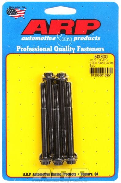 ARP 1/4" UNC x 3.000" UHL With 5/16" Socket Head ARP fasteners 5-Pack Bolt Kit, 12-Point Head Black Oxide AR640-3000 SR