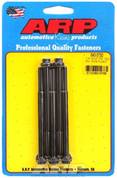 ARP 1/4" UNC x 3.750" UHL With 5/16" Socket Head ARP fasteners 5-Pack Bolt Kit, 12-Point Head Black Oxide AR640-3750 SR