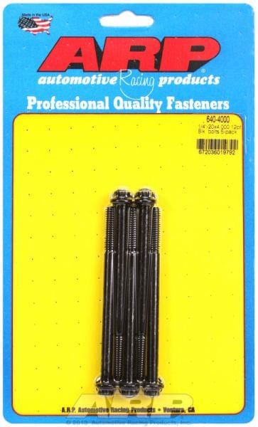 ARP 1/4" UNC x 4.000" UHL With 5/16" Socket Head ARP fasteners 5-Pack Bolt Kit, 12-Point Head Black Oxide AR640-4000 SR