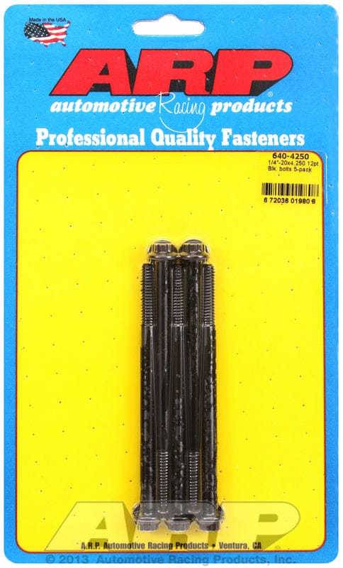 ARP 1/4" UNC x 4.250" UHL With 5/16" Socket Head ARP fasteners 5-Pack Bolt Kit, 12-Point Head Black Oxide AR640-4250 SR